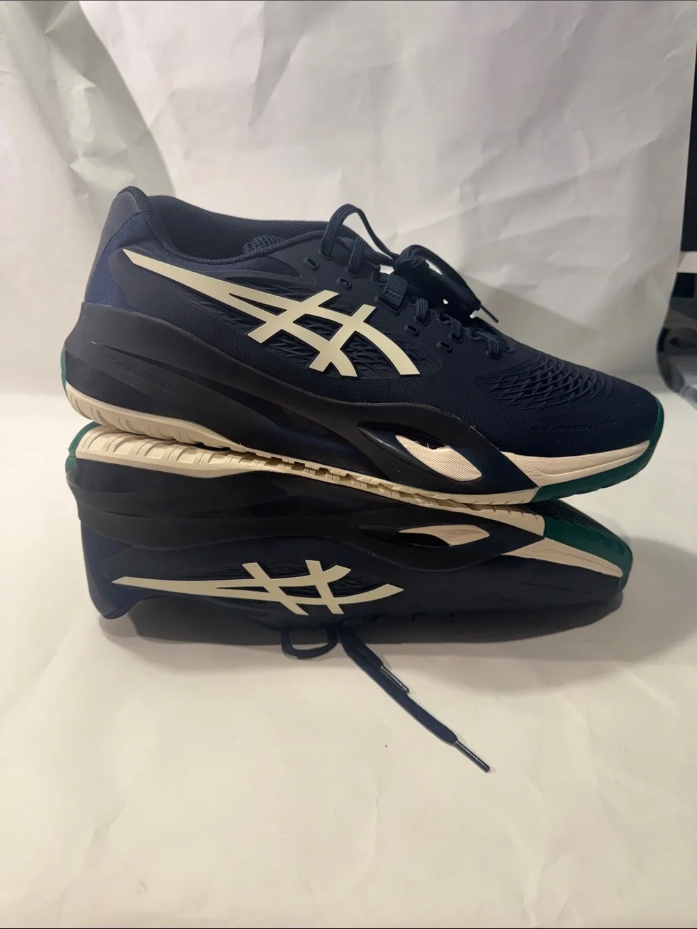 ASICS GEL-Resolution X Wide Men’s 12.5 Tennis Shoes Navy Green NEW
